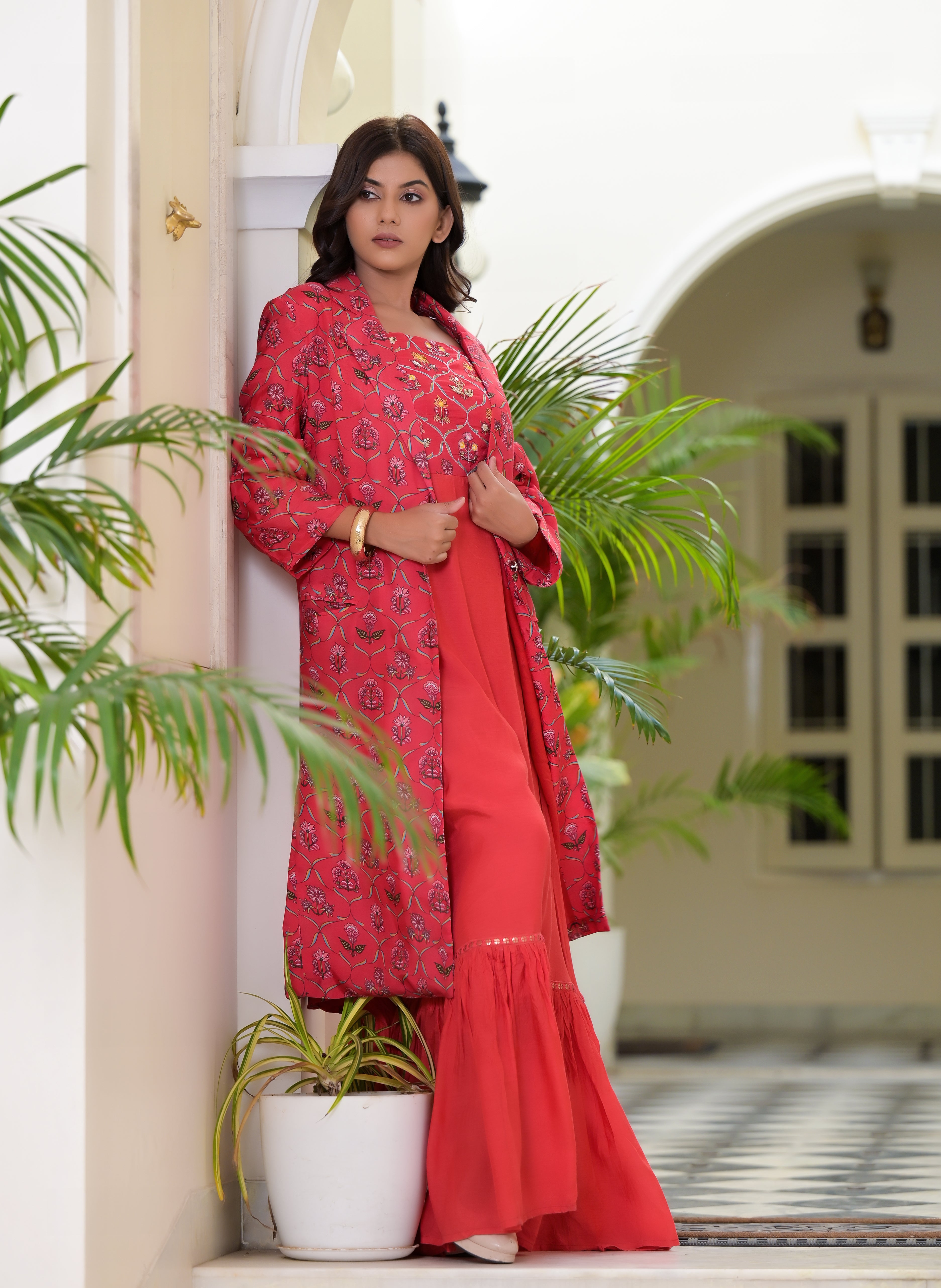 Gulaal Red Long Dress (With Jacket)