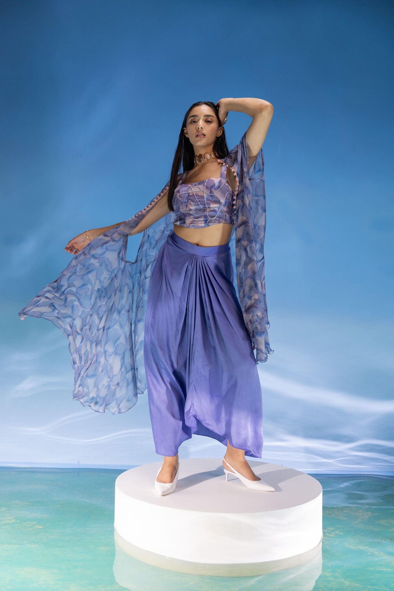 Marble Dhoti skirt set-3PCS
