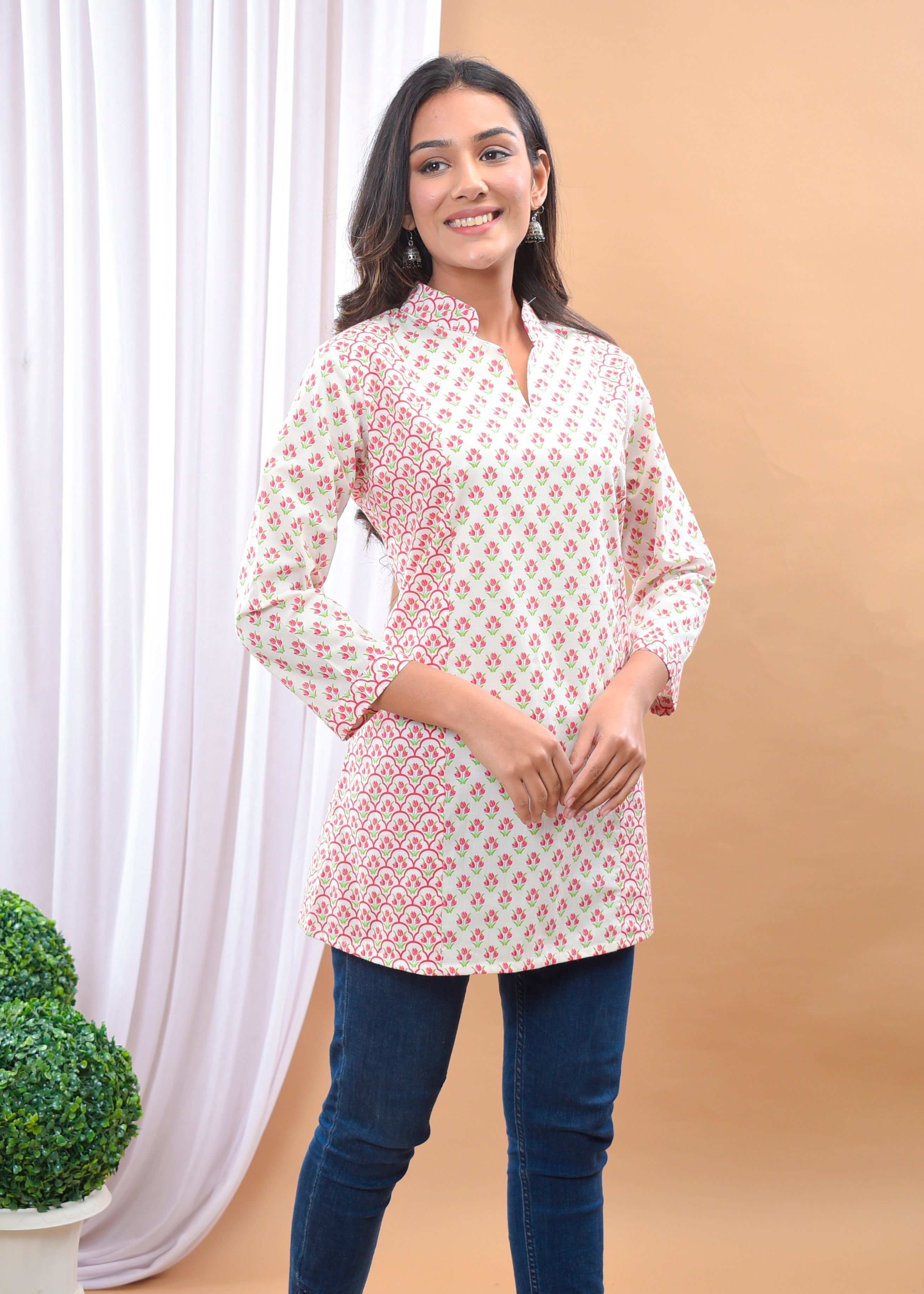 Peony Tulip Cotton Short Kurti