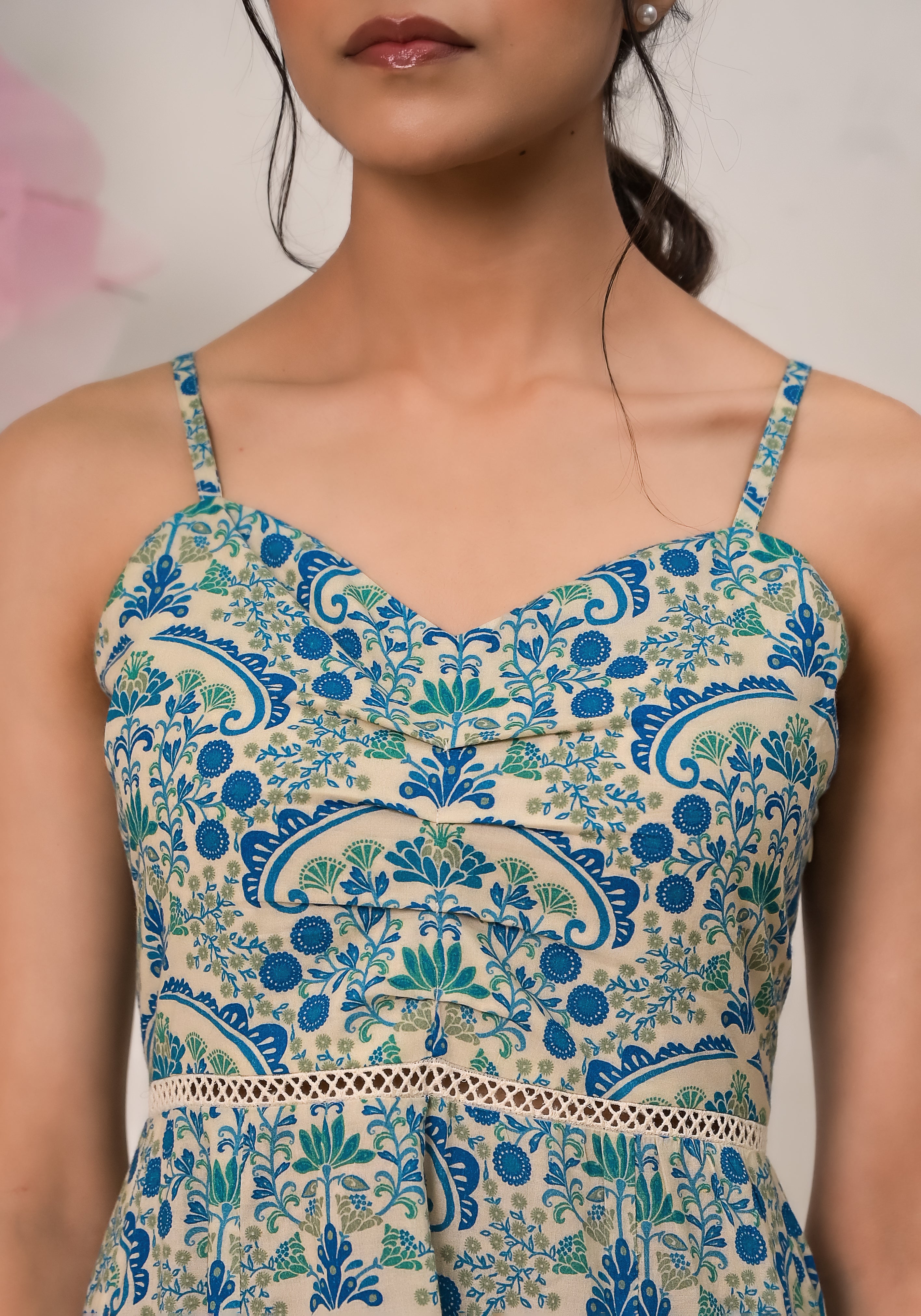 Florentina contemporary floral Print strap cotton dress