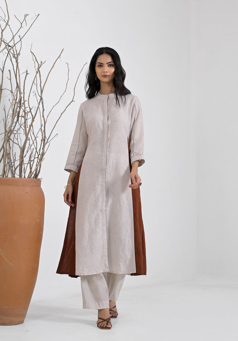 Breeze Brown Patch Kurta Set-2pcs