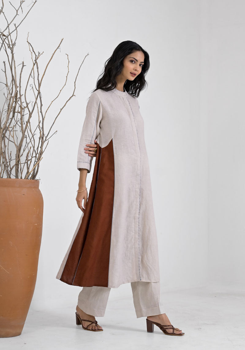 Breeze Brown Patch Kurta Set-2pcs