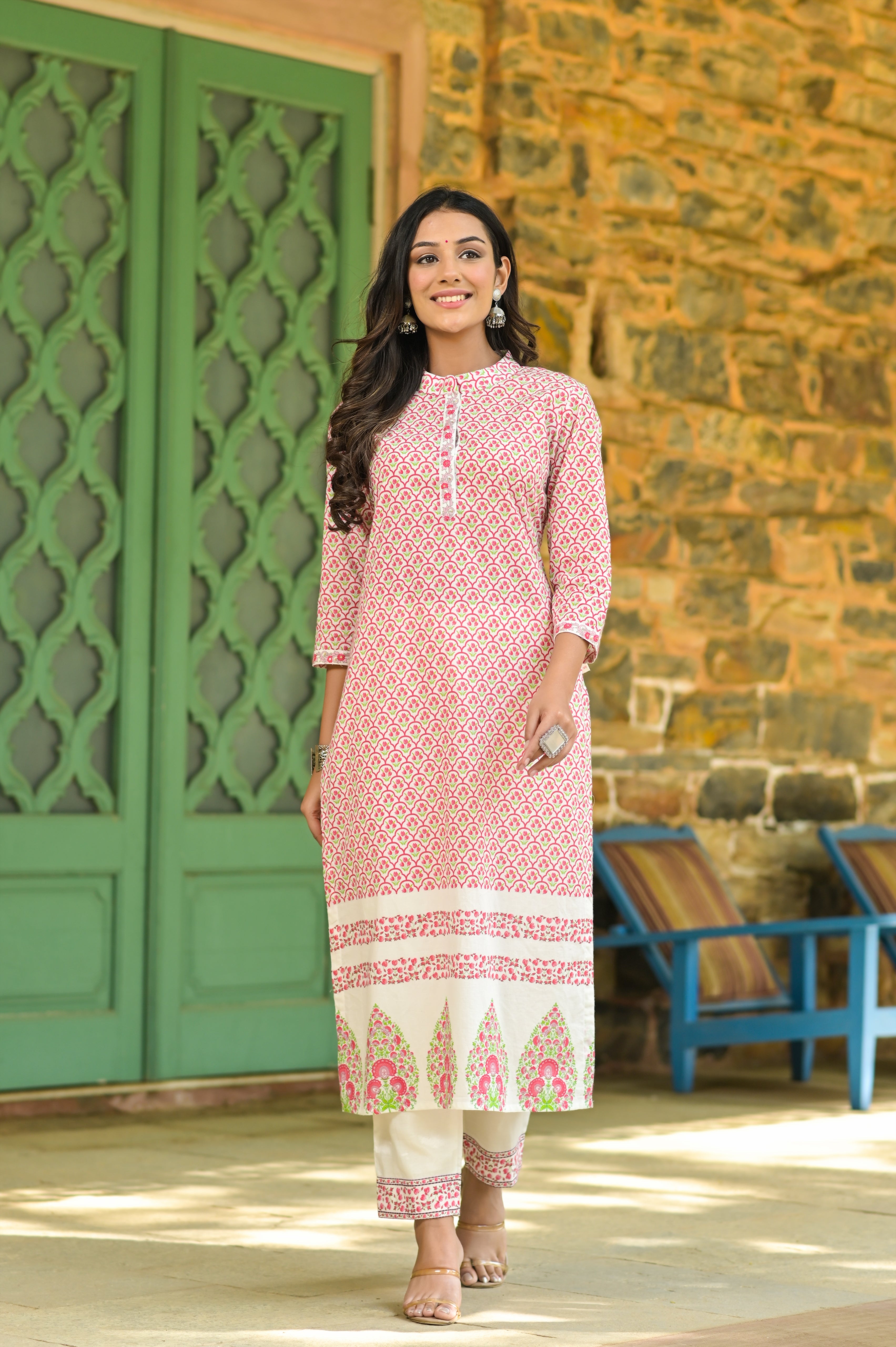 Jharokha Placement Kurta Set-3pcs