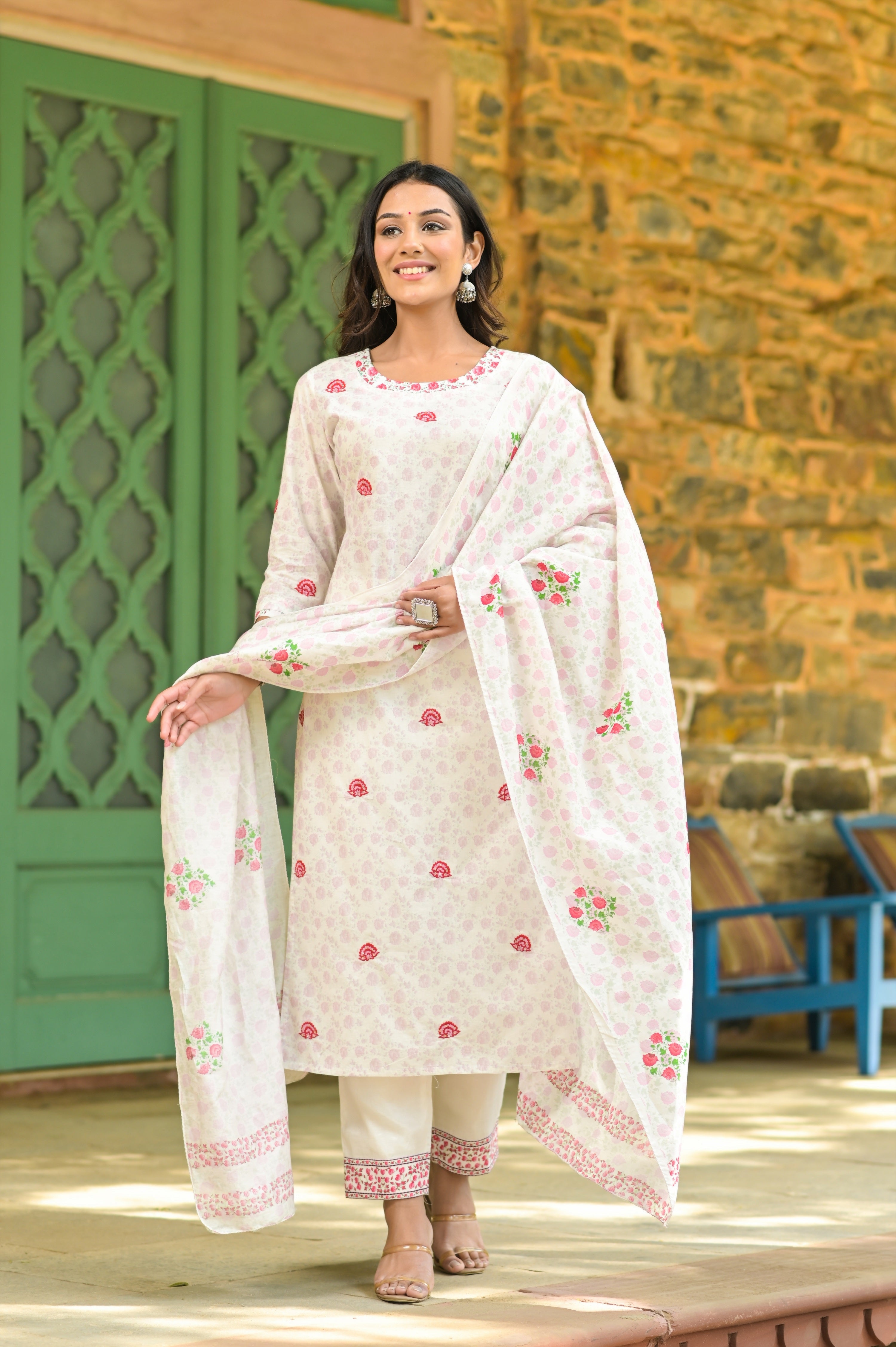 Embroidered Mughal Kurta Set-3pcs