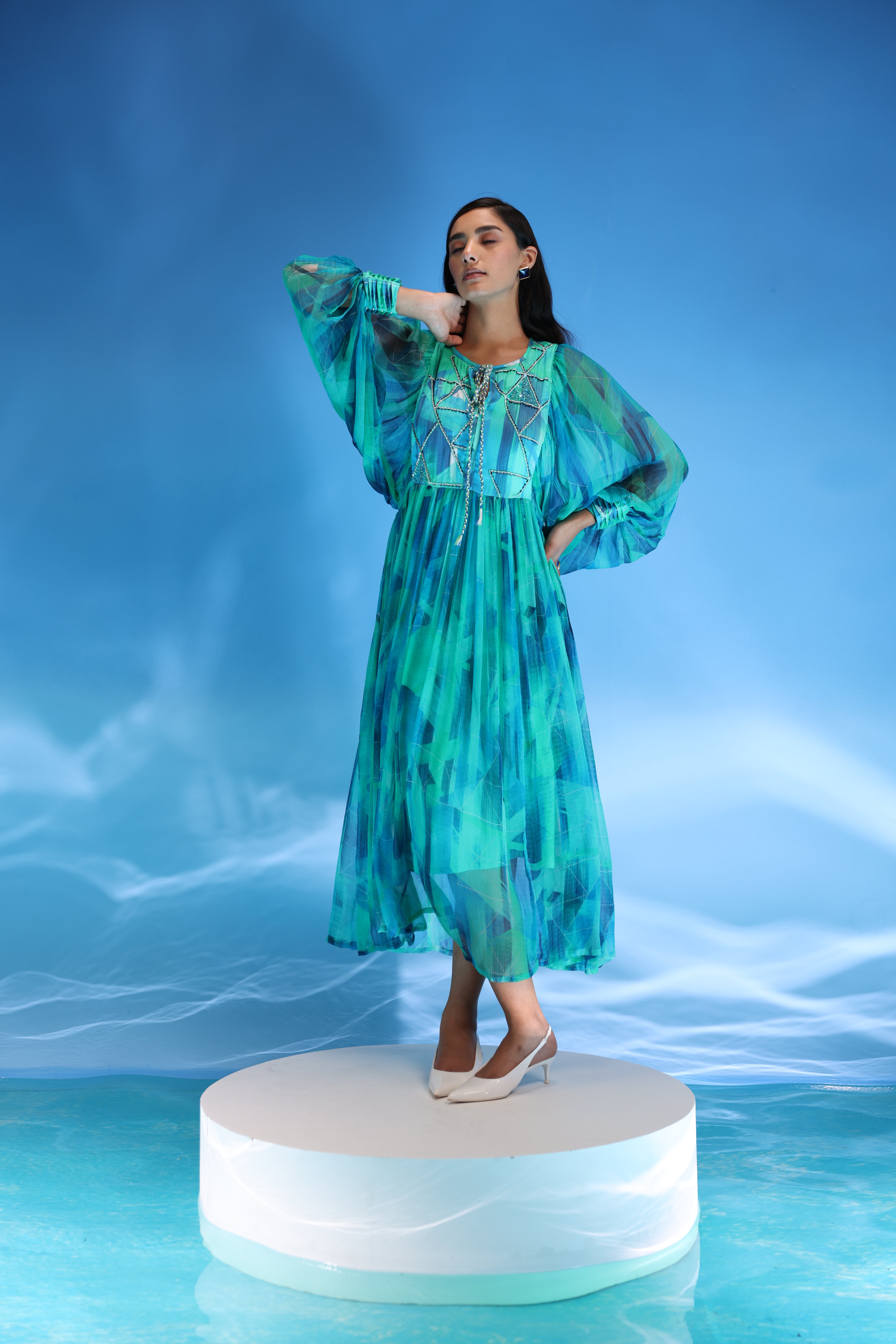 Aqua Bliss Chiffon dress