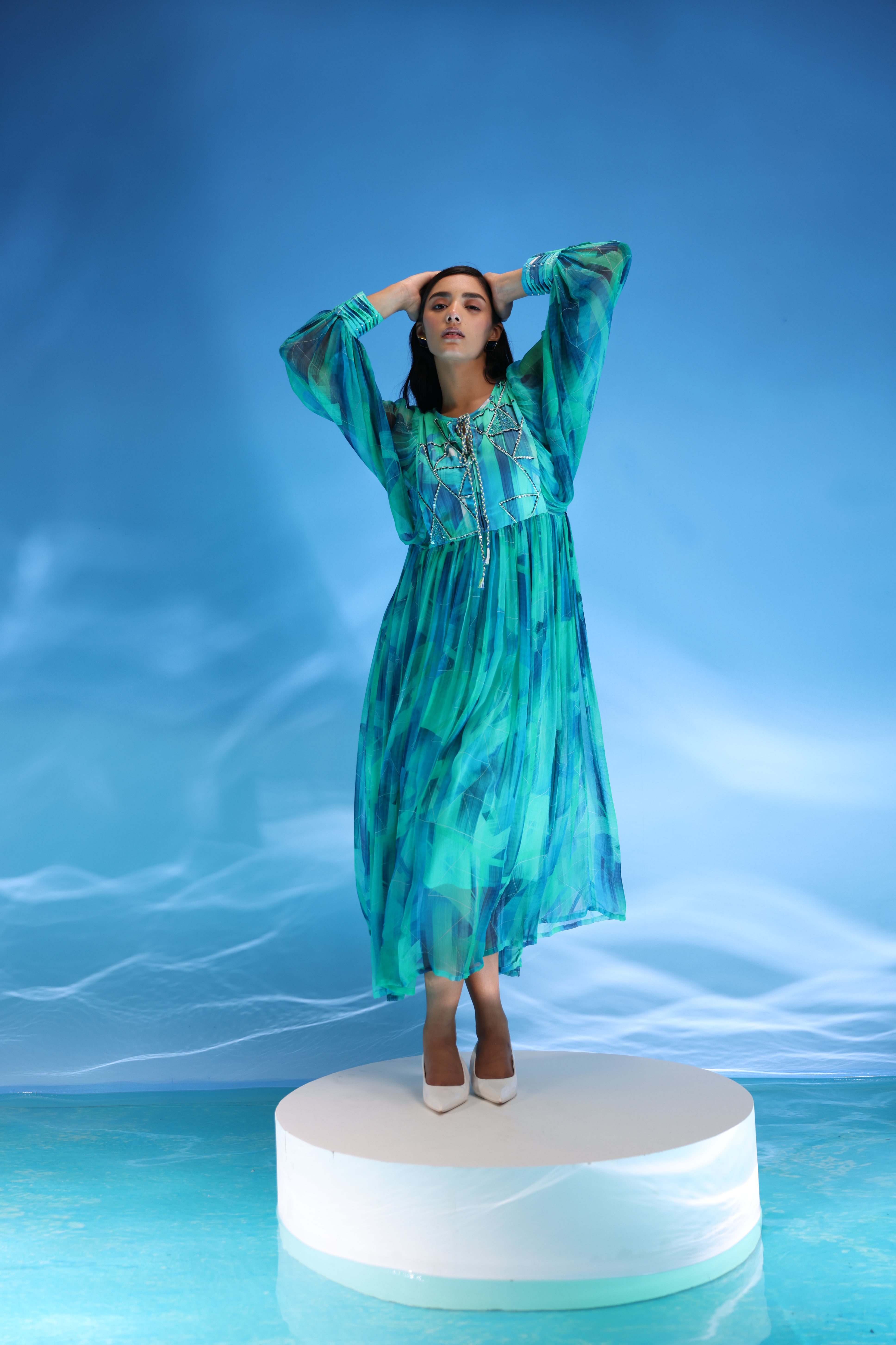 Aqua Bliss Chiffon dress