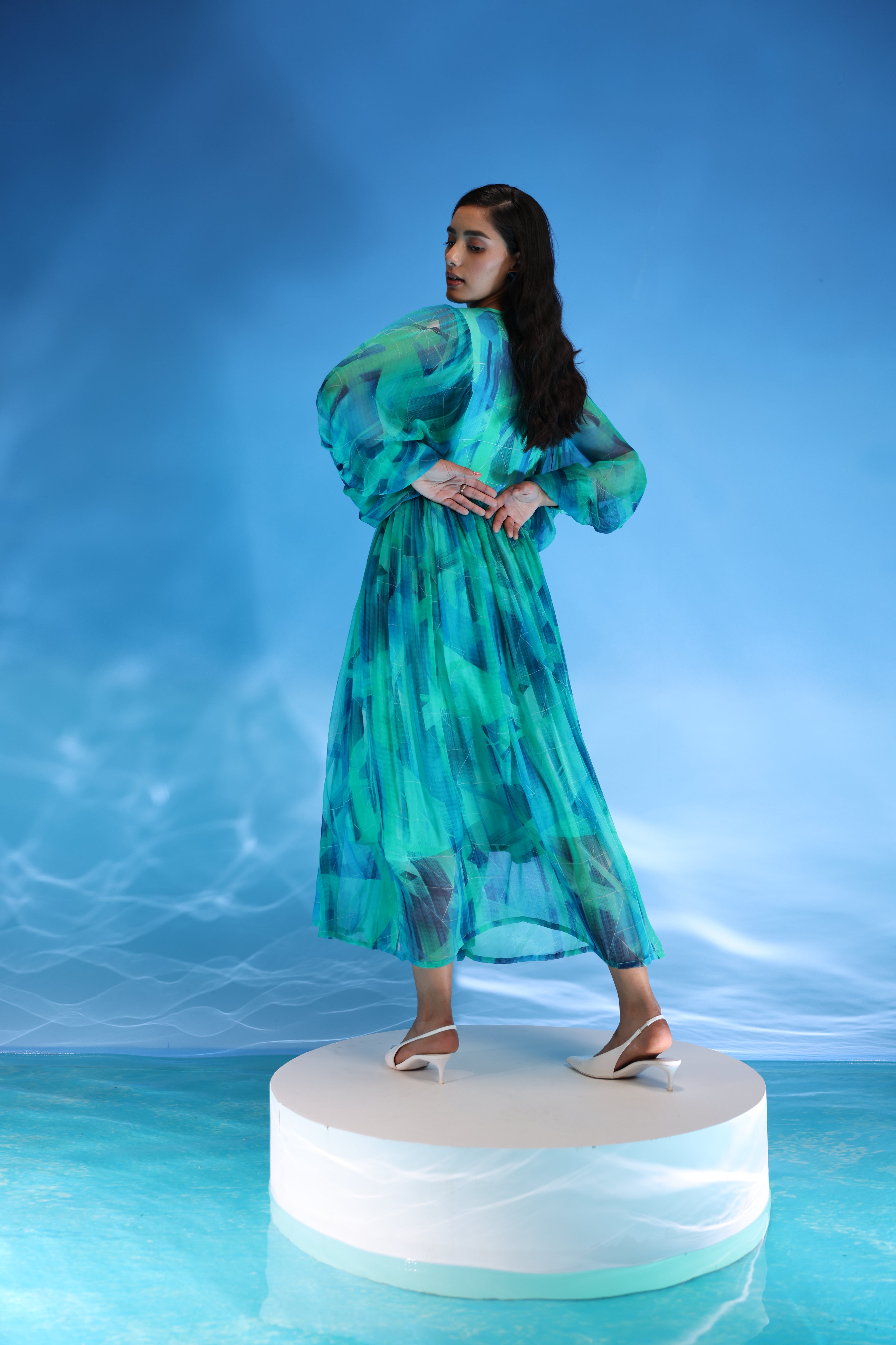 Aqua Bliss Chiffon dress