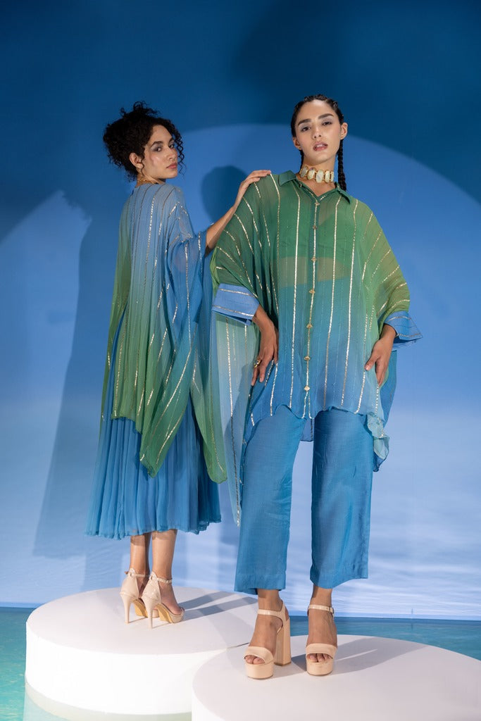 Aquarius Ombre georgette kaftan set-3pcs