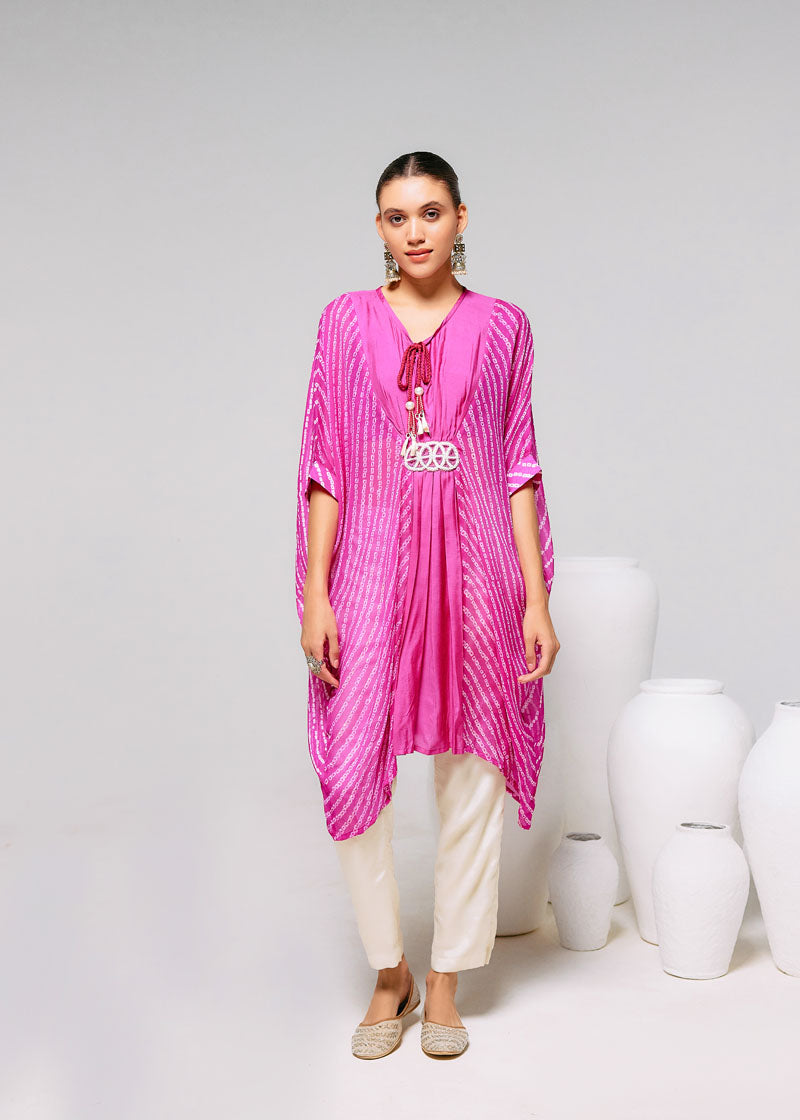 PINK EMBROIDERED BELT KAFTAN (Set of 3)