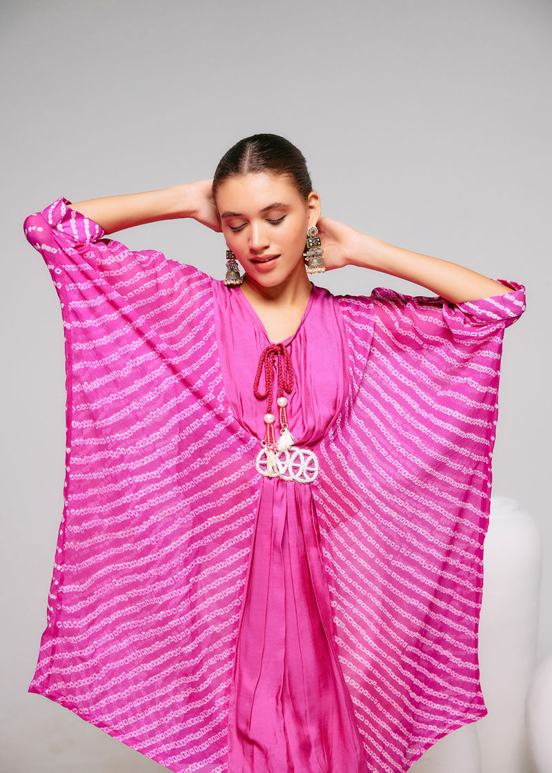 PINK EMBROIDERED BELT KAFTAN (Set of 3)