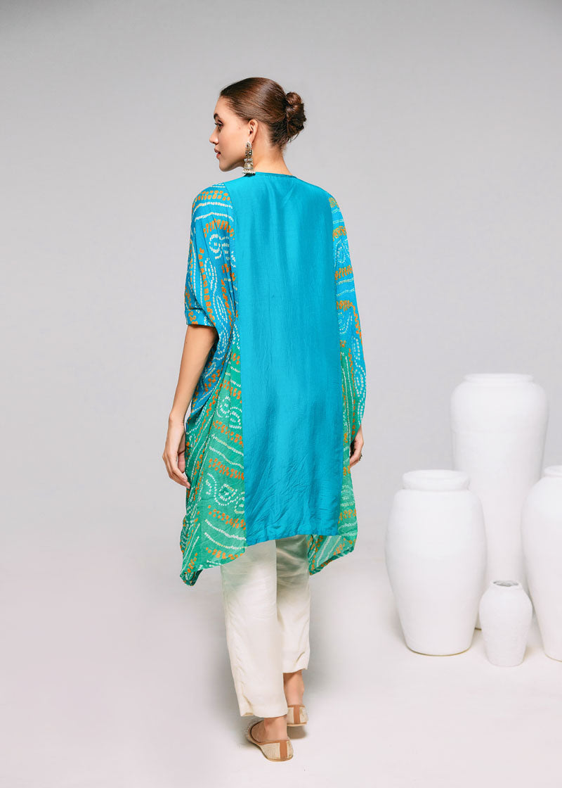 TURQUOISE EMBROIDERED BELT KAFTAN