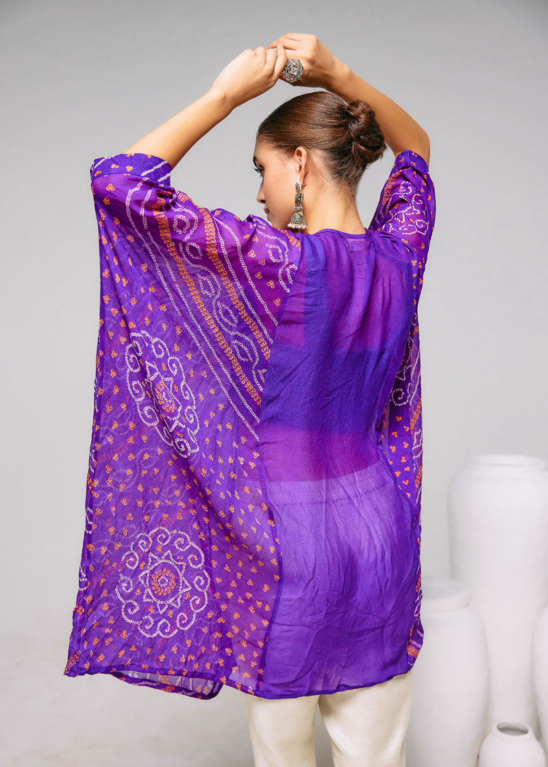 PURPLE EMBROIDERED BELT KAFTAN