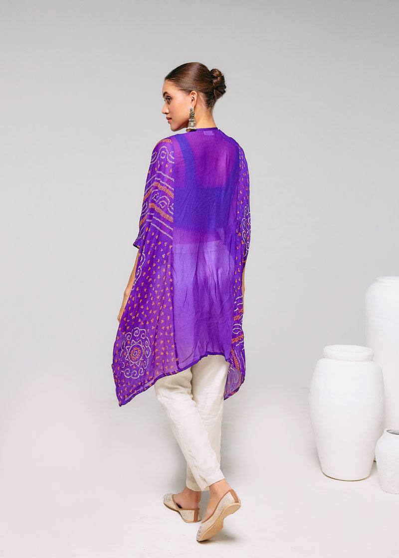 PURPLE EMBROIDERED BELT KAFTAN