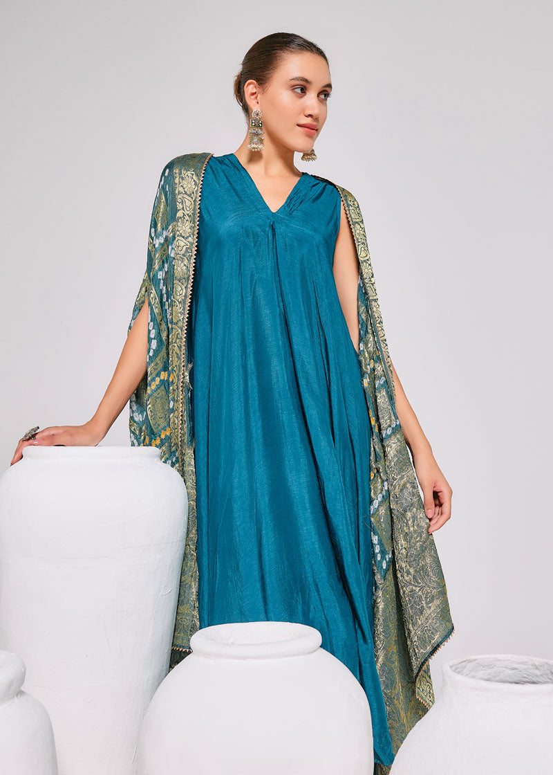 DRAPE COBALT BANDHINI CAPE SET