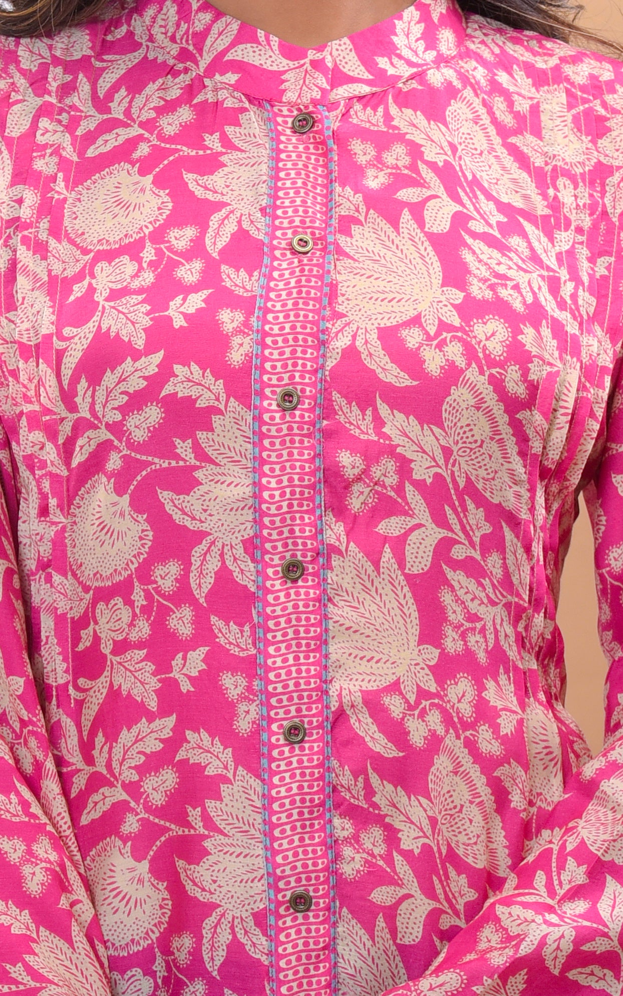 Pink Floral Jaal Shirt