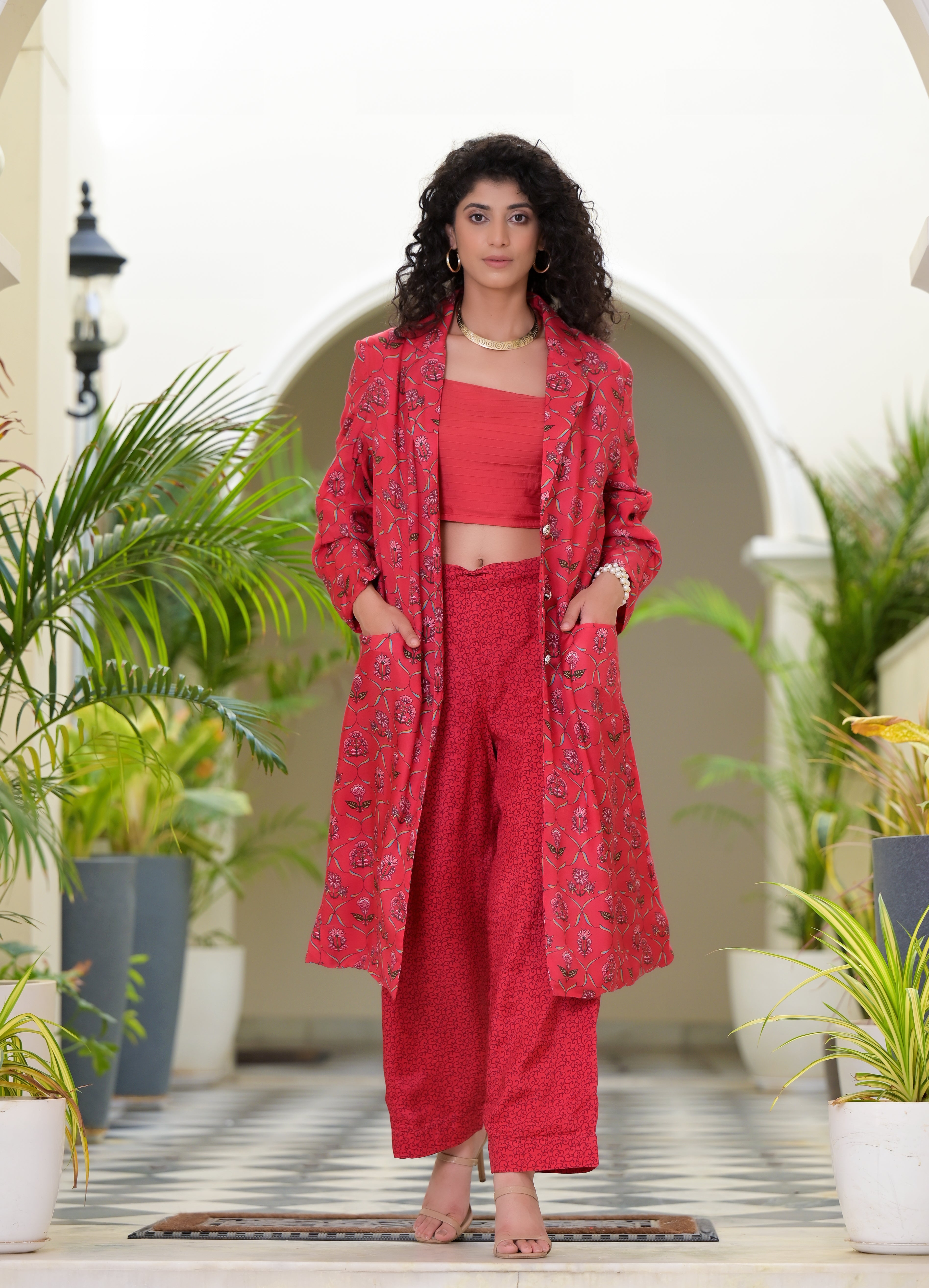 Gulaal Red Co-ord Set-3Pcs